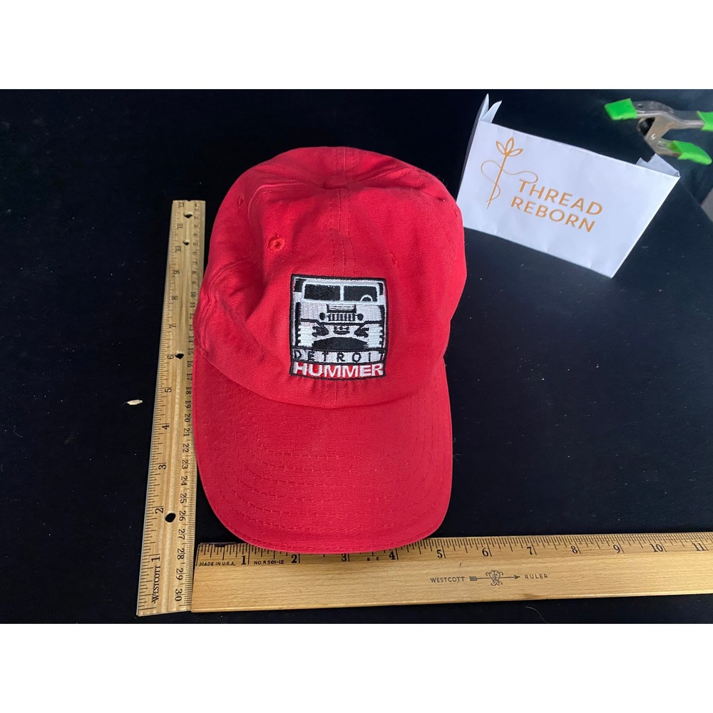 Detroit Hummer Jeep Hat Red Baseball Cap Embroidered Graphic Adjustable